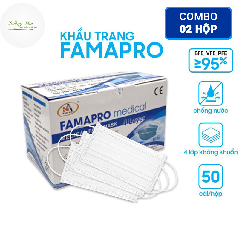 [HCM][Combo 02 Hộp] Khẩu trang y tế kháng khuẩn Famapro 4 lớp Nam Anh - Hộp 50 cái