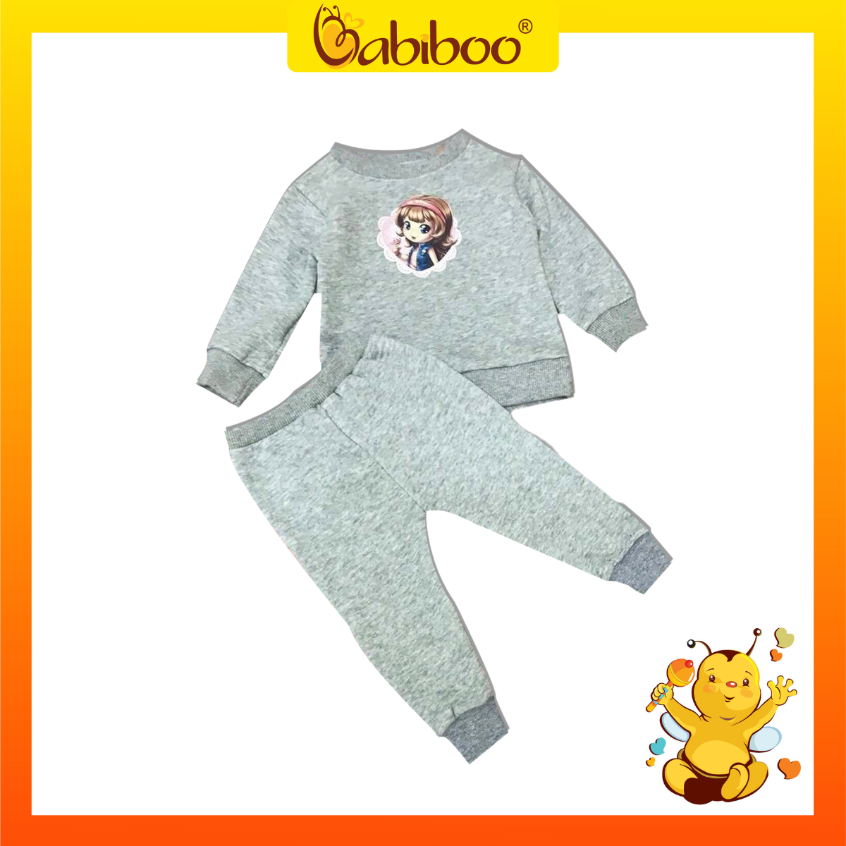 Quần áo cho bé trai bé gái BABIBOO bộ nỉ dài tay thu đông bé sơ sinh BBC46