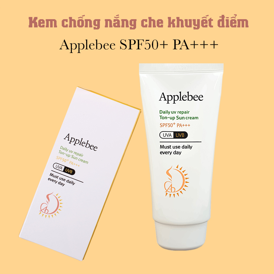 [HCM]Kem chống nắng kết hợp kem nền Applebee Daily UV repair Ton-up Sun cream SPF50+PA+++ Hàn Quốc