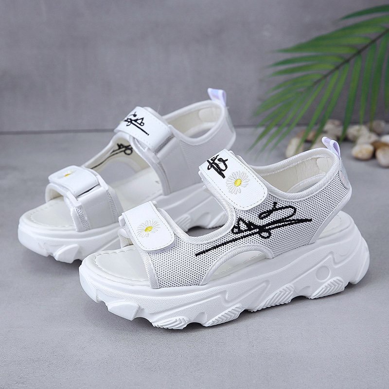 Dép Sandal Nữ Hai Quai Ngang Hoa Cúc uzzang vải thời trang trẻ