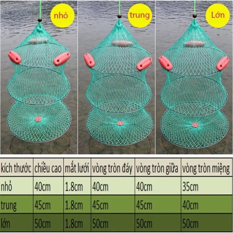Giỏ đựng cá 3 tầng có phao nổi - rộng đựng cá