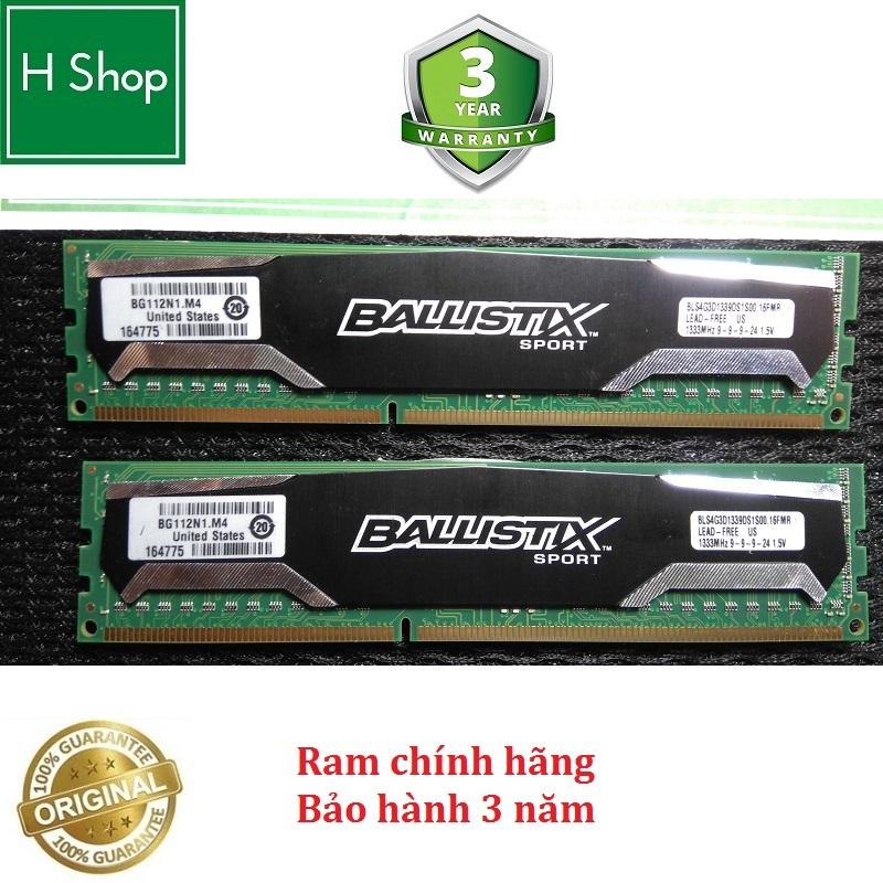 Ram pc ddr3 4gb bus 1333 - 10600u ram tản nhiệt hiệu crucial bảo hành 3 năm