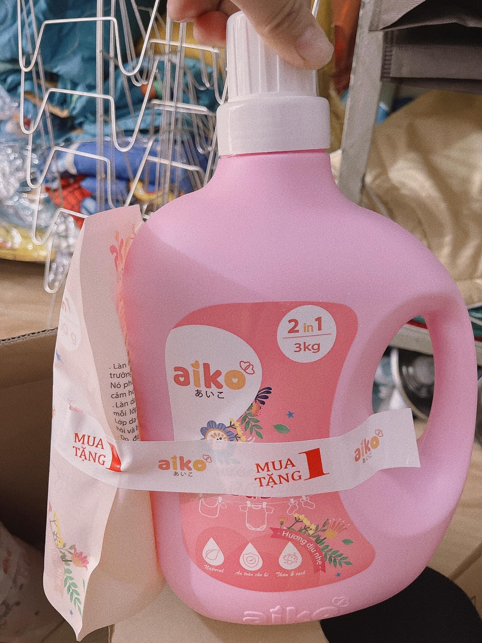 Nước giặt aiko an toàn AIKO cho bé sơ sinh và trẻ nhỏ - an toàn cho da nhạy cảm - Chai 3 LÍT
