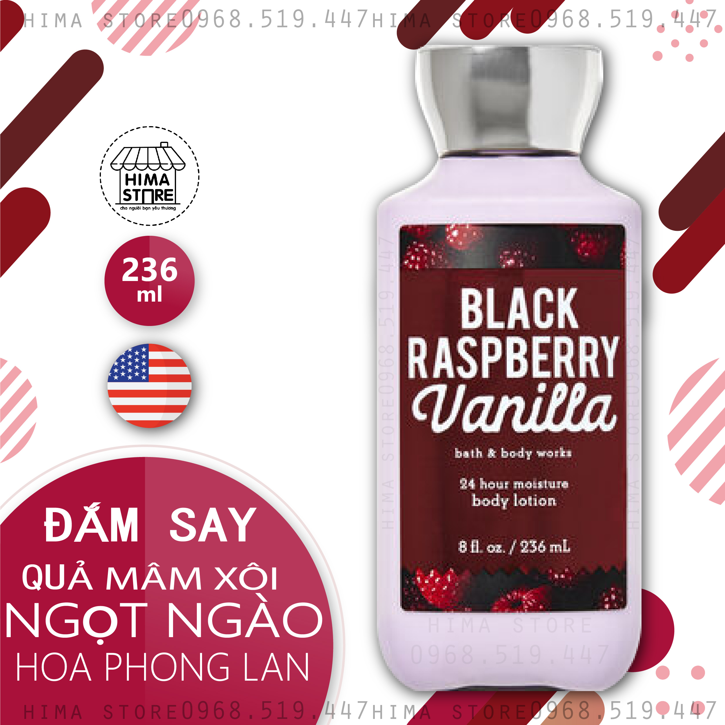 Black raspberry vanilla | sữa dưỡng thể bath & body works body lotion 236ml