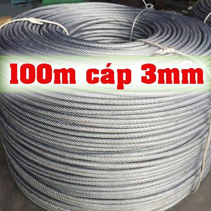 100m dây cáp bọc nhựa 3mm ( kèm 4 khóa cáp và 2 tăng đơ)