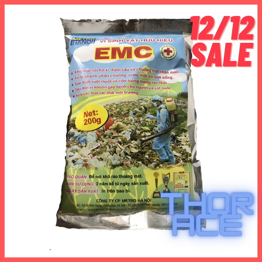 Chế phẩm vi sinh xử lý rác thải EMC 200gr xử lý rác thải sinh hoạt và chuồng trại - men vi sinh hữu hiệu xử lý rác thải môi trường, bãi chôn lấp rác thải