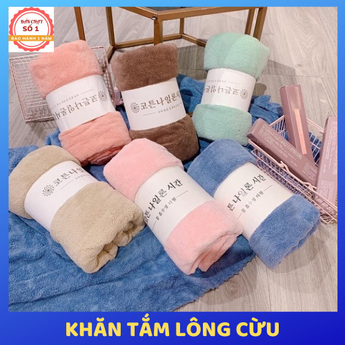 Khăn tắm lông cừu hàn quốc kích thước 70x140cm thấm hút cực kỳ tốt, chất bông siêu mềm mịn thích hợp cho cả bé sơ sinh và cả gia đình