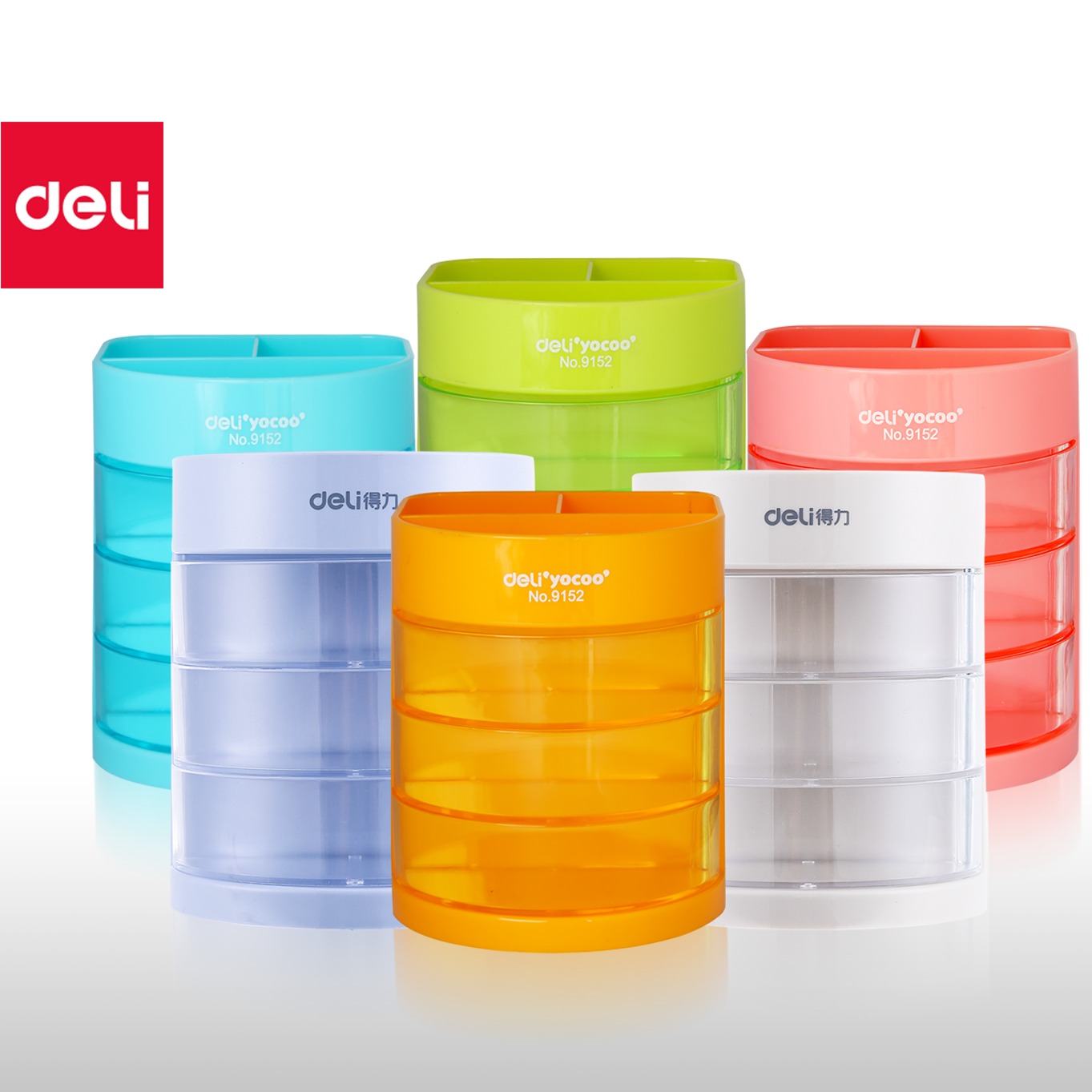 Deli cốc cắm bút tím nhạt/trắng sữa 1 cái 9152