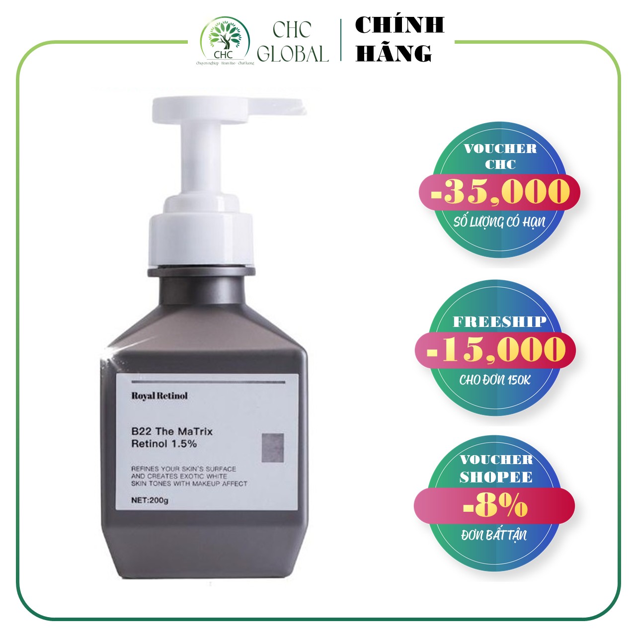 Kem ủ trắng body retinol 1,5% royal retinol b22 the matrix