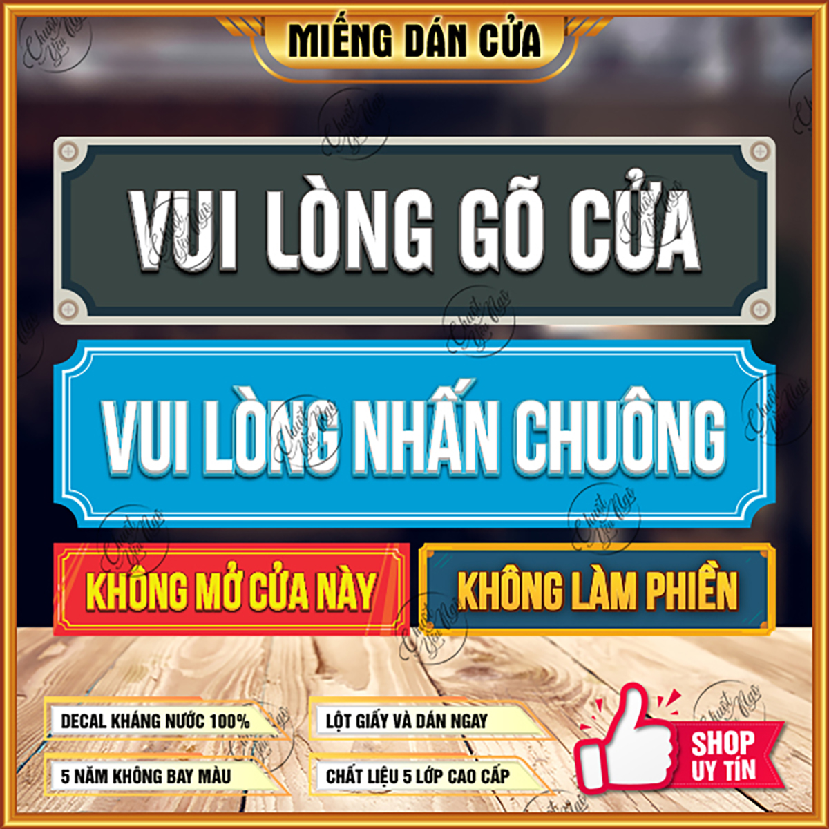 Miếng dán cửa vui lòng gõ cửa vui lòng nhấn chuông không mở cửa này không làm phiền