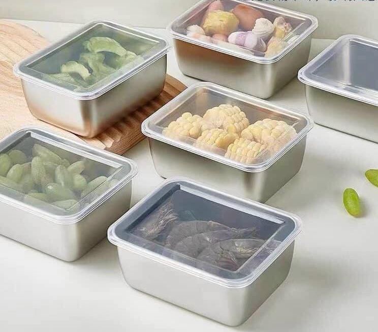 Sét 5 hộp inox đựng thực phẩm kèm nắp nhựa