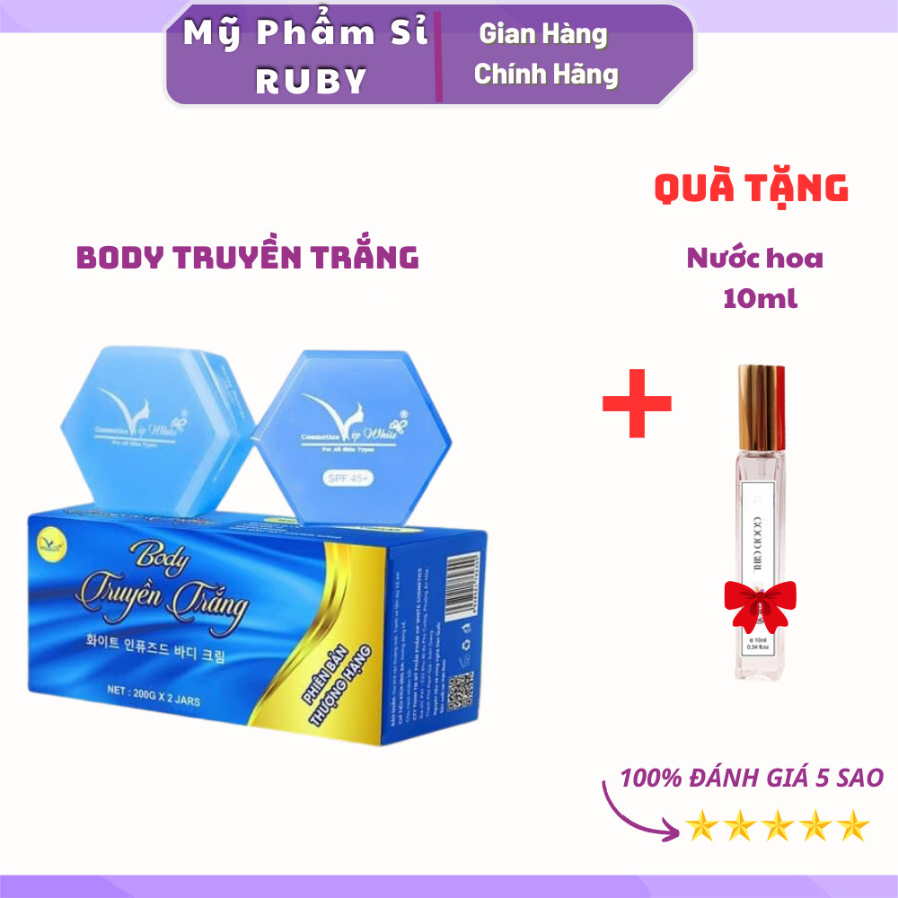 Kem body truyền trắng vip white thượng hạng - hộp 2 hũ+ tặng nước hoa