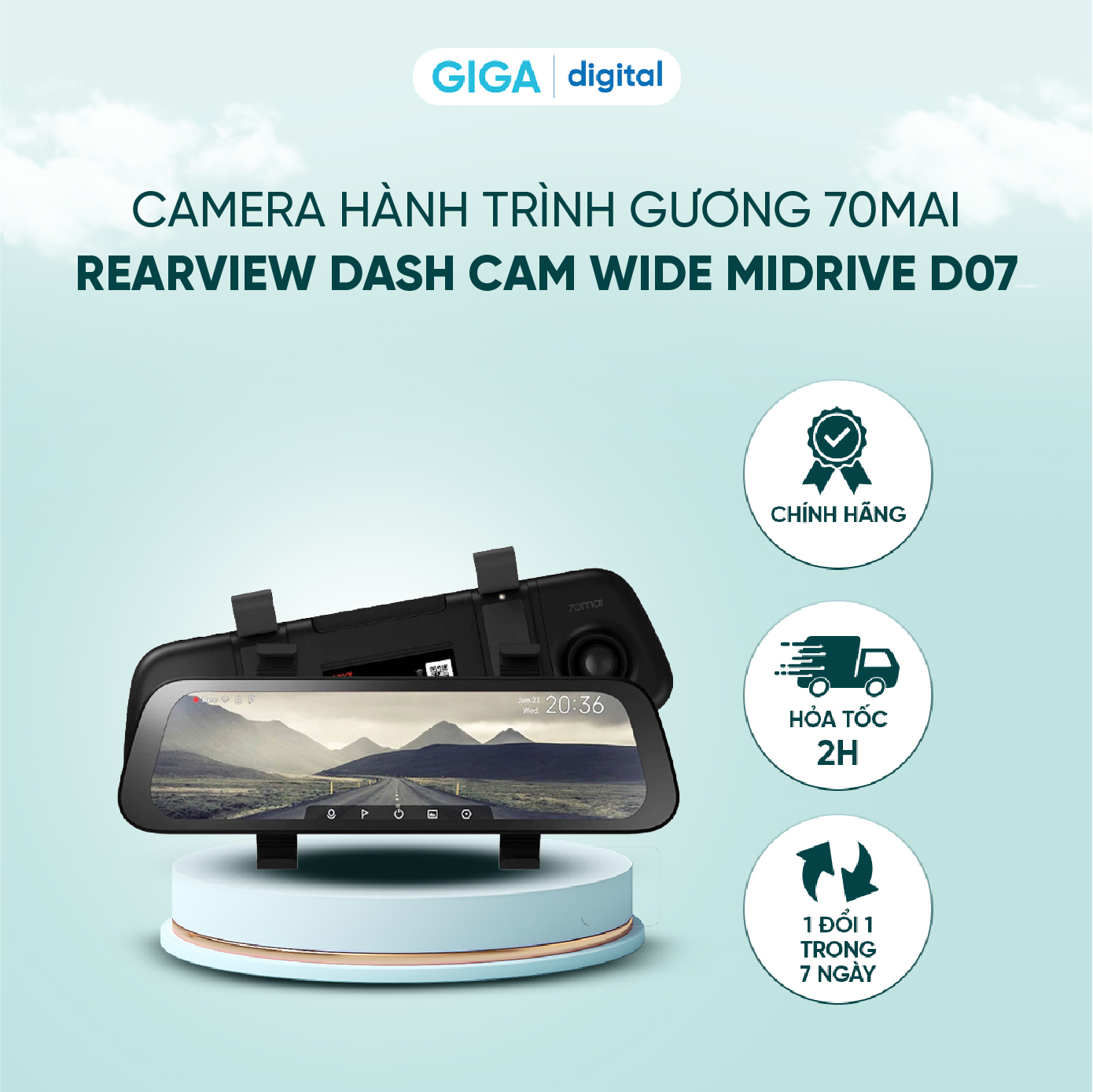Camera hành trình gương 70mai Rearview Dash Cam Wide Midrive D07