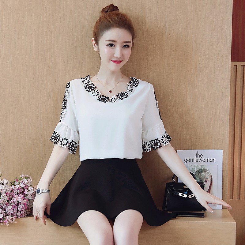 [HCM]Áo kiểu phối ren Sang Trọng - Lindashop