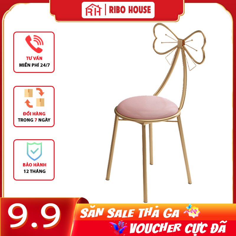 Ghế đệm ngồi bàn trang điểm phong cách hàn quốc RIBO HOUSE khung kim loại để phòng ngủ hoặc phòng khách nhiều màu RIBO40x3
