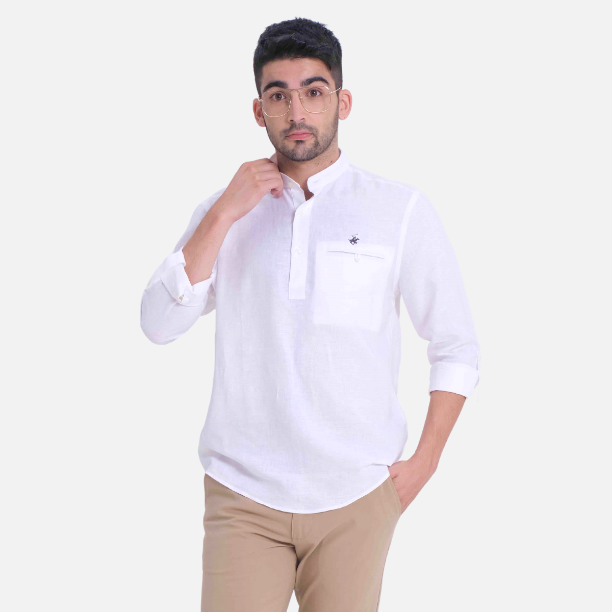 Beverly hills polo club - áo sơ mi dài tay nam slim fit trắng wh- bhpc cmsss22tl013