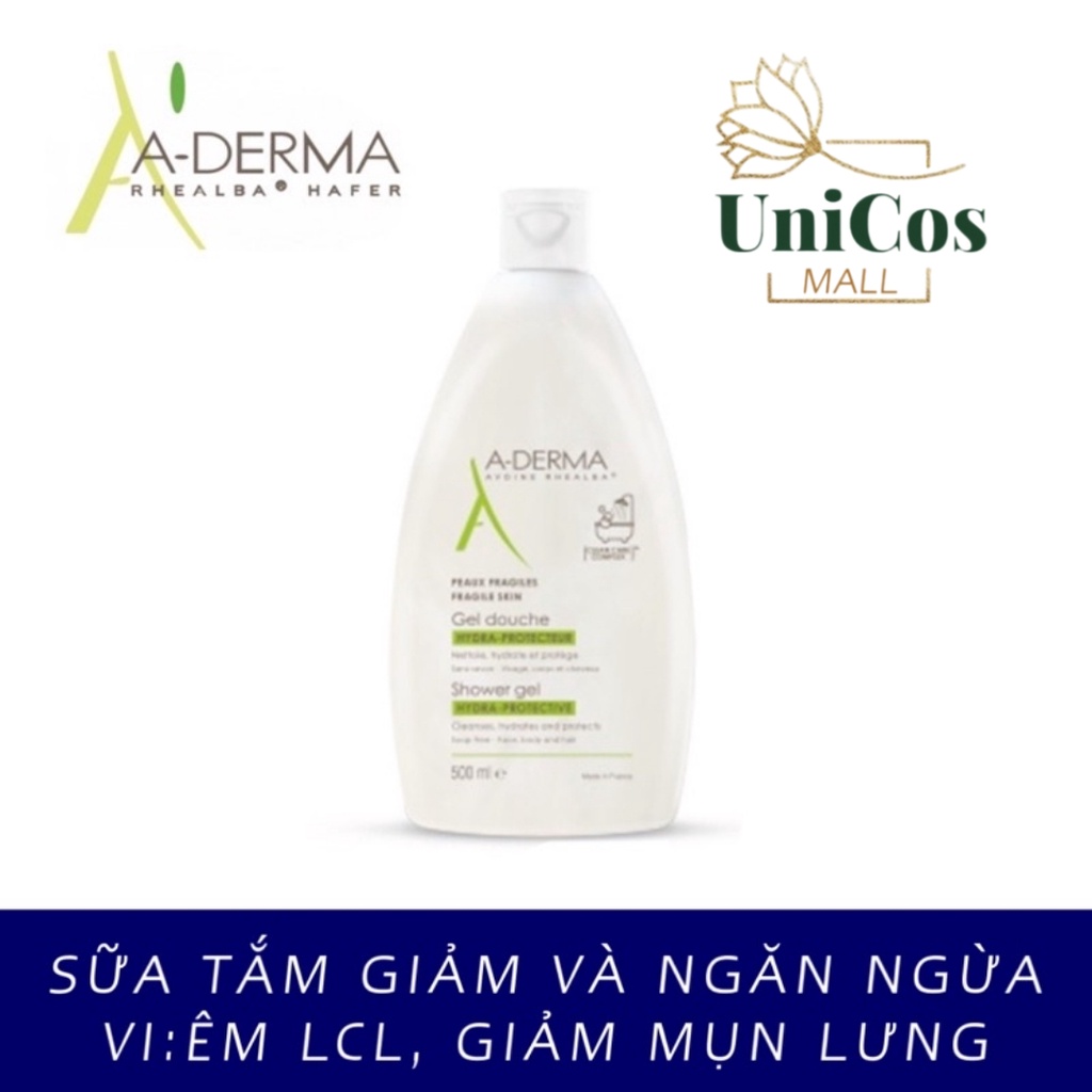 Sữa tắm aderma giảm mụn lưng , giảm viêm lỗ chân lông 500ml - aderma