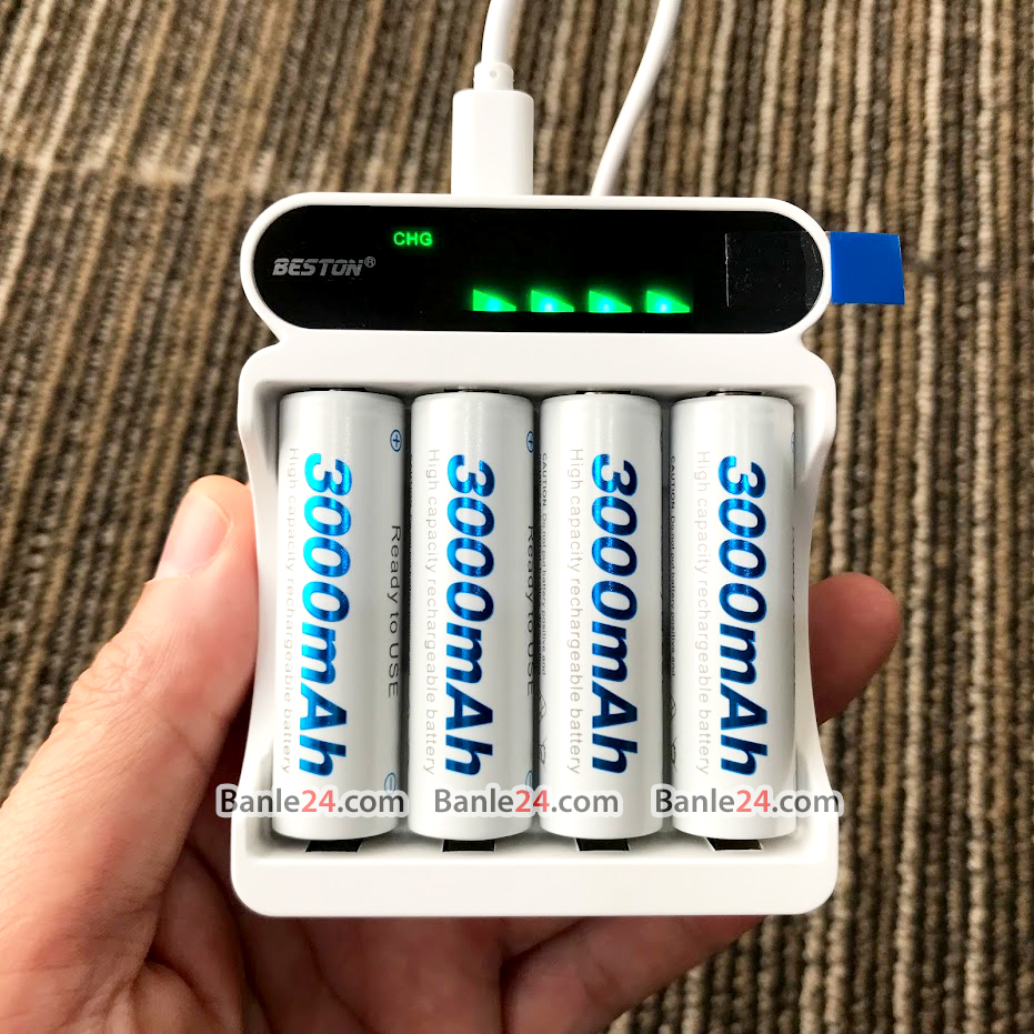 Bộ sạc nhanh, tự ngắt C9023L màn LCD và pin sạc AA/AAA dành cho mic không dây, máy ảnh, điều khiển