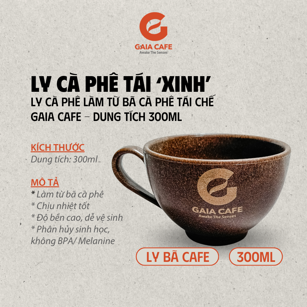 Ly cà phê làm từ bã cà phê tái chế - gaia cafe - dung tích 300ml