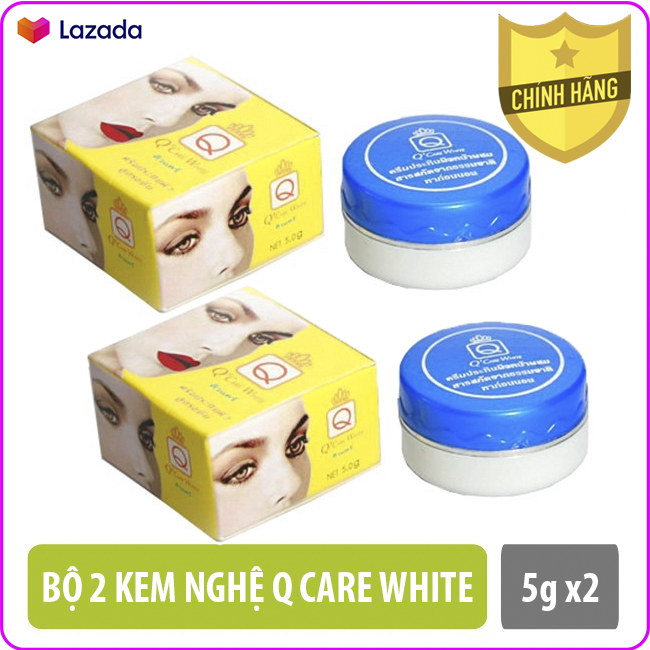 Bộ 2 hộp Kem Nghệ Q Care White Thái Lan giảm mụn, giảm thâm, dưỡng da mềm mịn 5g x2 [HÀNG CHUẨN 100%]