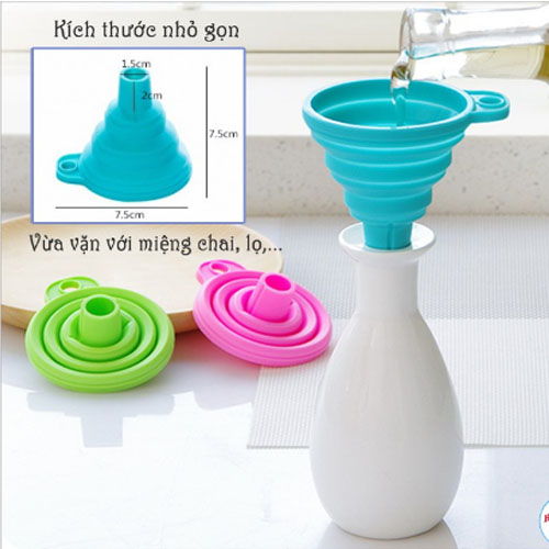 Phễu Silicone Gấp Gọn Tiện Dụng/Dụng cụ rót chiếc chất lỏng chịu nhiệt tốt gấp lại được tiện lợi