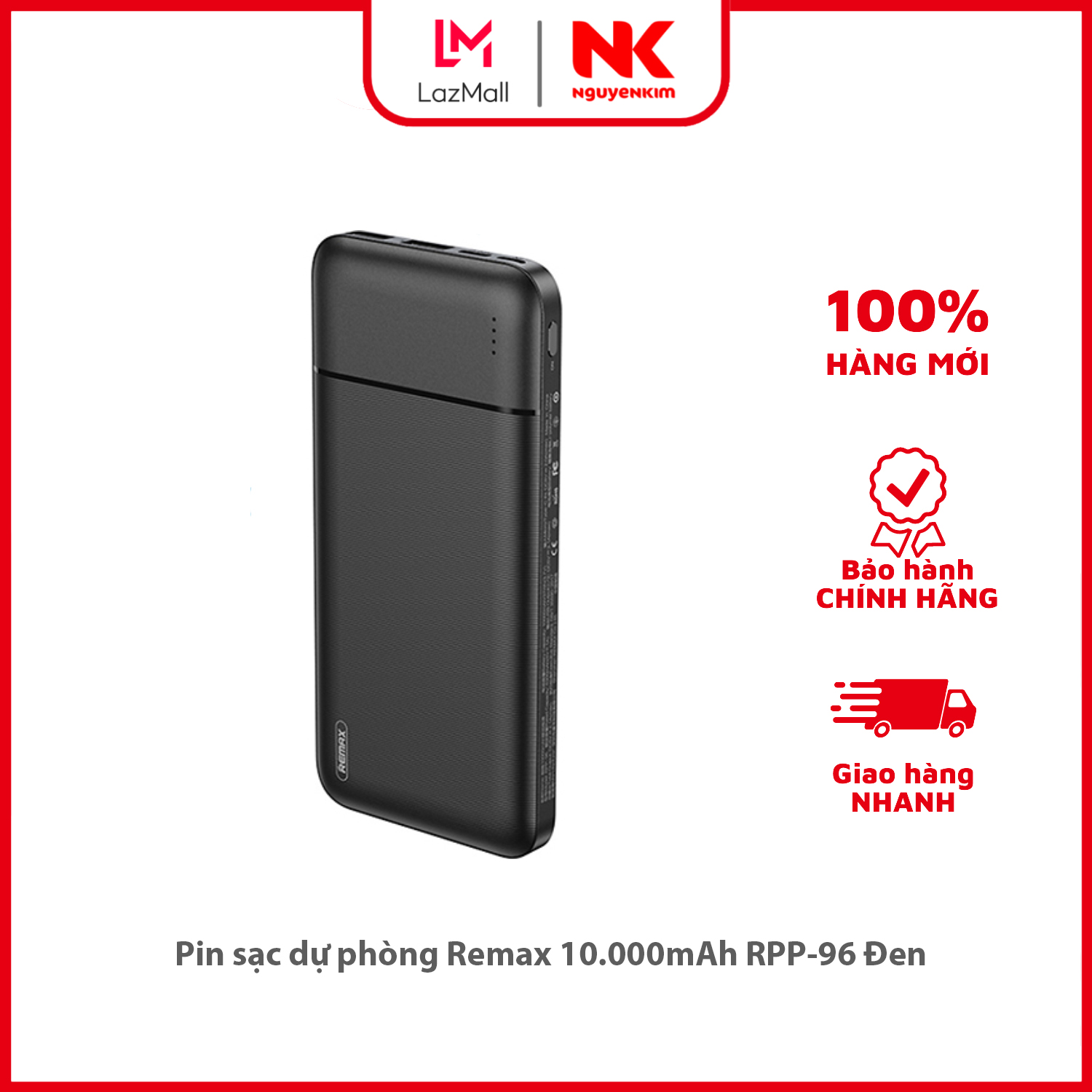 Pin sạc dự phòng remax 10.000mah rpp-96 đen