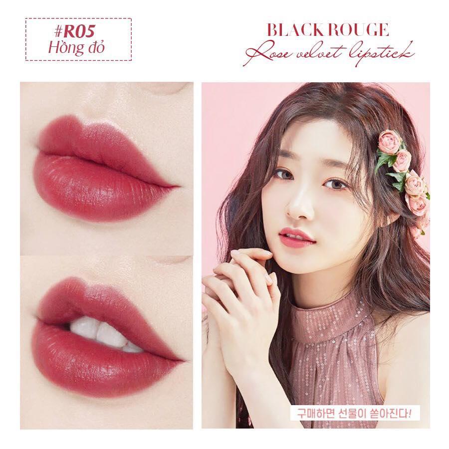 Son black rouge Thỏi R05: Màu hồng đất ánh đỏ