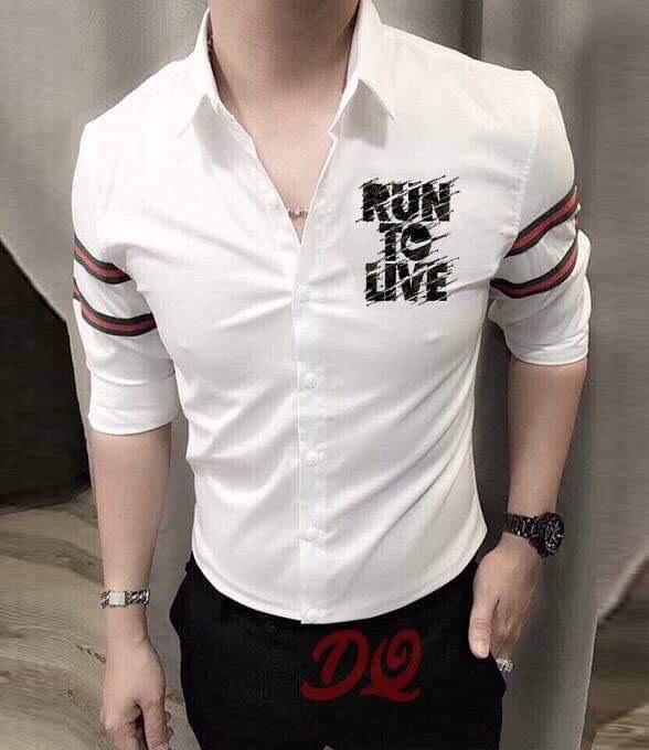 Áo sơ mi nam cao cấp phối chữ đẹp và sang trọng