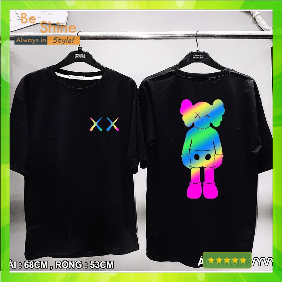 Áo Thun Phản Quang 7 màu Gấu XX Cotton Form Rộng Unisex Áo Phông cổ tròn Nam Nữ Đẹp TATO StreetWear