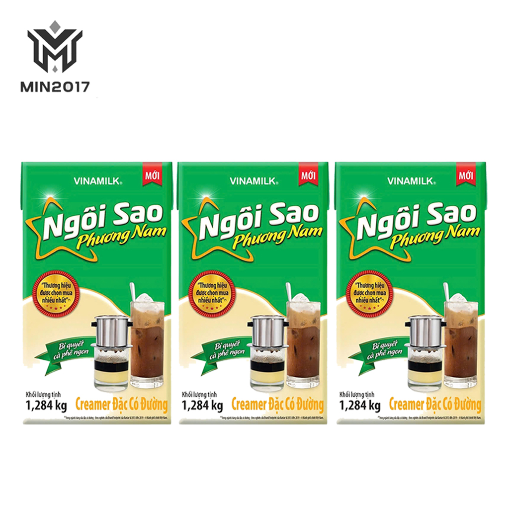 COMBO 03 Hộp  1284G Sữa Đặc Có Đường Ngôi Sao Phương Nam Xanh Lá   - Min2017