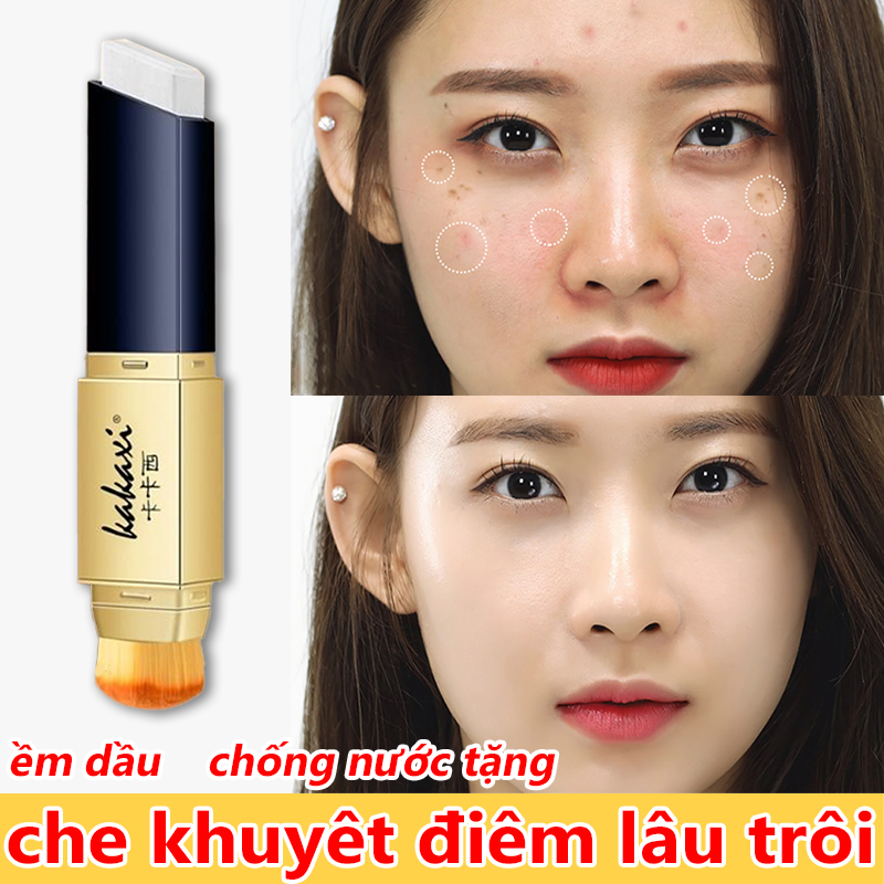Thanh che khuyết điểm kakaxi Đa năng 2 đầu 2 trong 1,kem che khuyết điểm kèm cọ, che khuyết điểm chống nước, che mụn thâm nám tàn,Kem che khuyết điểm 30s