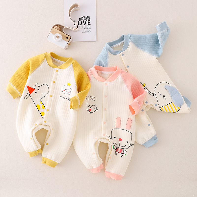 Body trần bông 3 lớp cao cấp cho bé trai bé gái body cho bé, áo liền quần, sleepsuit cho bé sltb08