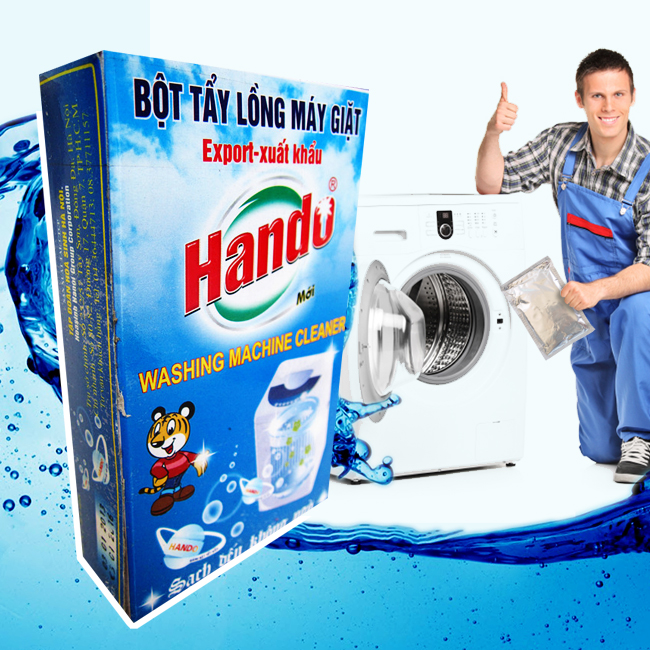 Hộp 2 gói vệ sinh tẩy lồng Máy Giặt Hando 200g