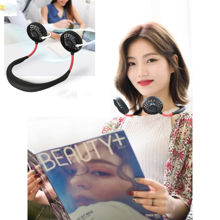 Quạt USB cầm tay mini đeo cổ dành cho người lười hoặc tập GYM -Quạt Đeo Cổ Điều Chỉnh 3 Tốc Độ Cầm Tay Mini Sạc Điện USB