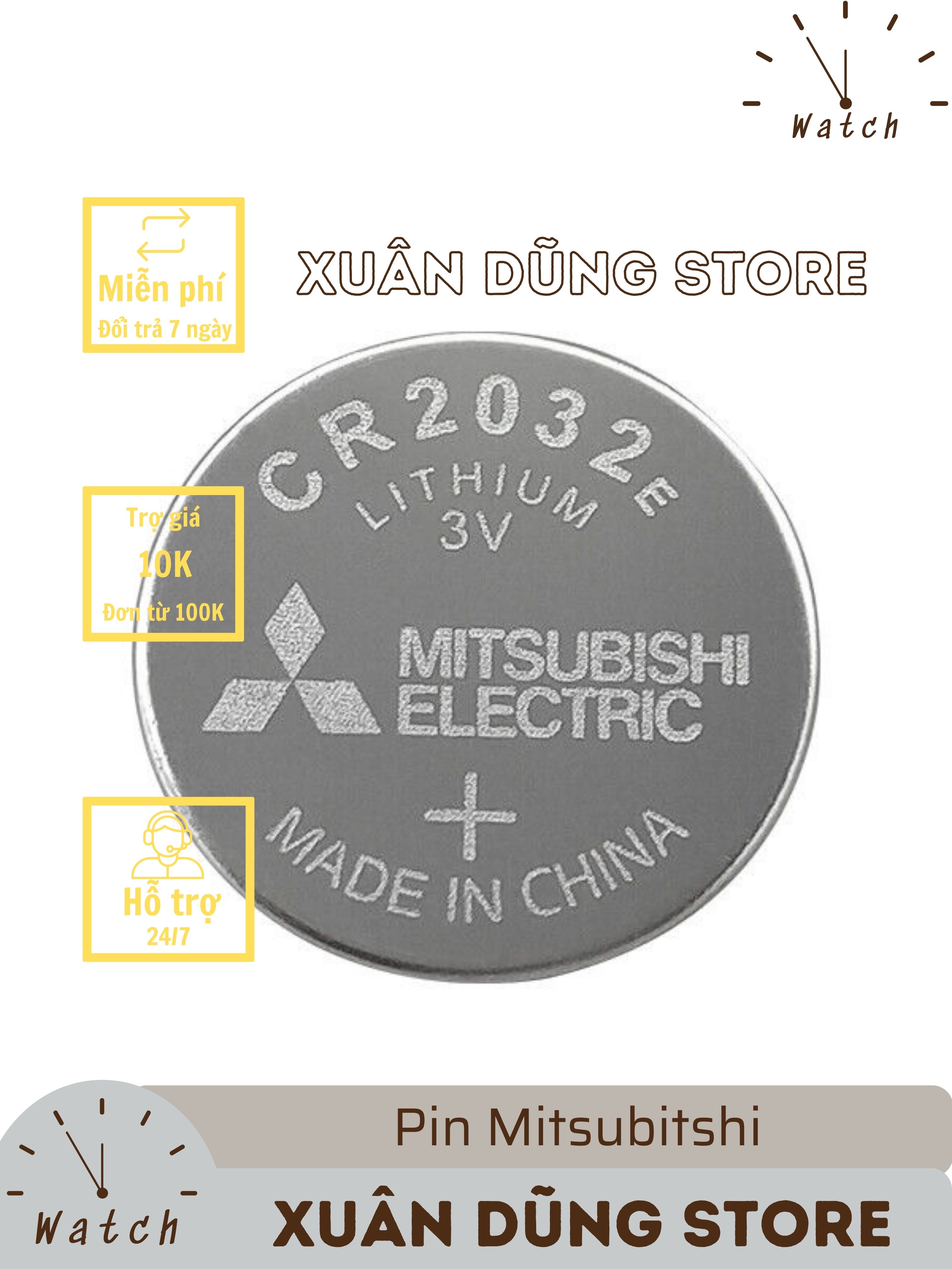 Pin cr2032 mitsubishi cho chìa khoá từ, máy tính, đồng hồ ...
