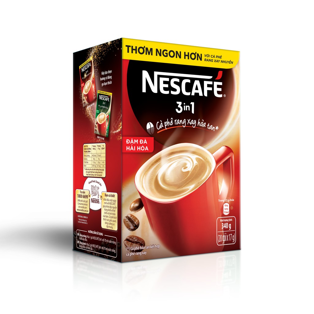 Nescafé 3in1 cà phê rang xay hòa tan đậm đà hài hòa