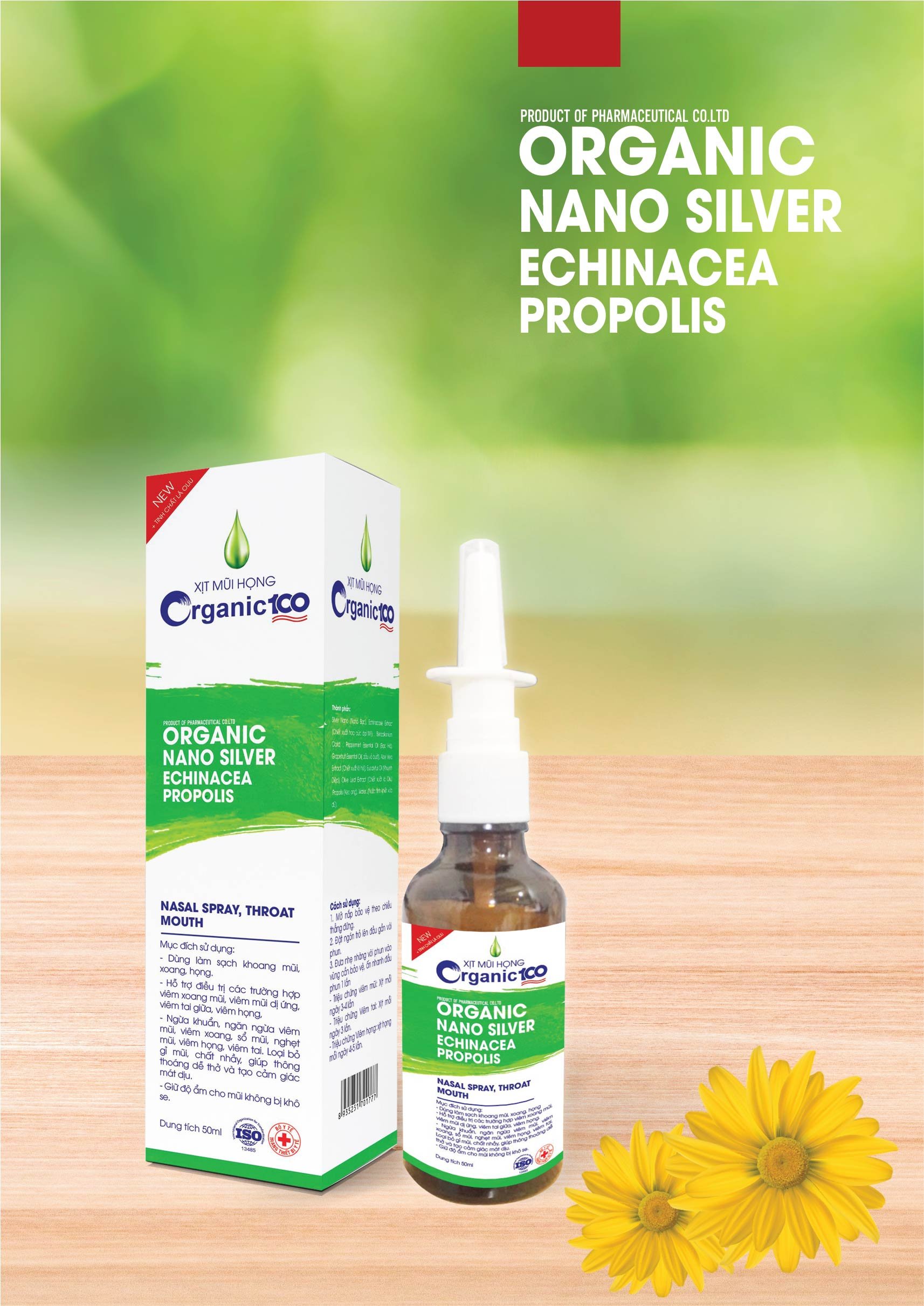 Xịt mũi họng thảo dược Organic Nano bạc