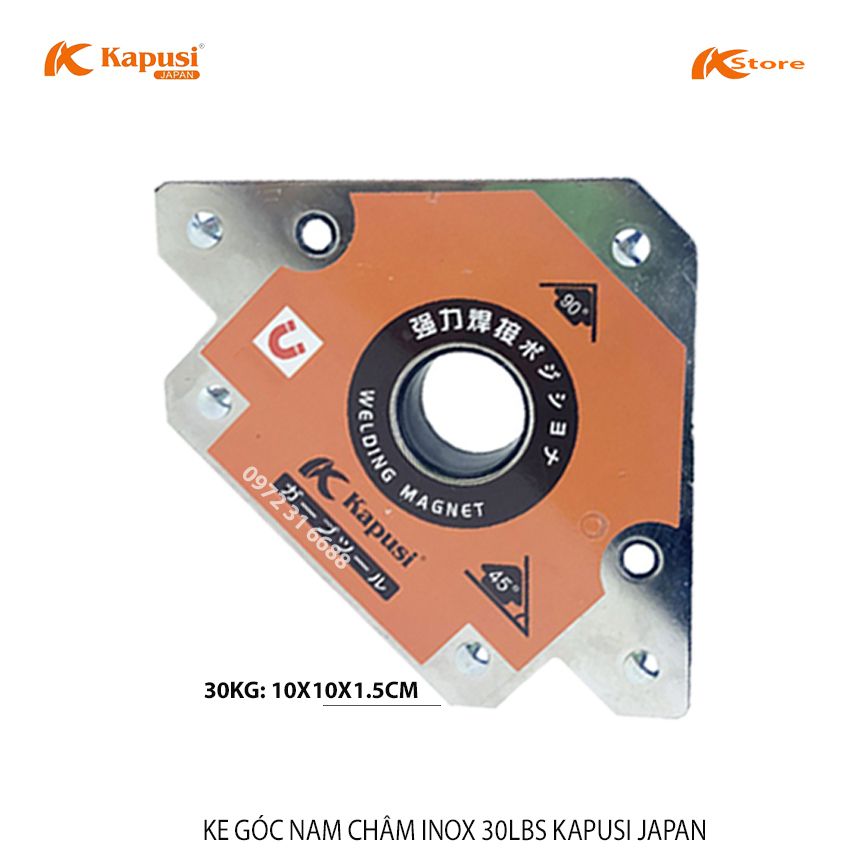 Ke góc nam châm inox 30lbs kapusi japan - nam châm ke góc vuông 30kg