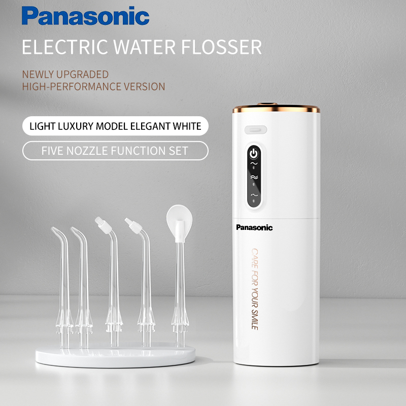  Panasonic Máy tăm nước cầm tay Oral Irrigator công suất lớn sạc USB 5 đầu tăm thay thế bình chứa 280ml thích hợp cho người niềng răng chăm sóc sức khoẻ răng miệng,Máy Làm Sạch Răng Chăm sóc Răng Miệng Xịt Nước 