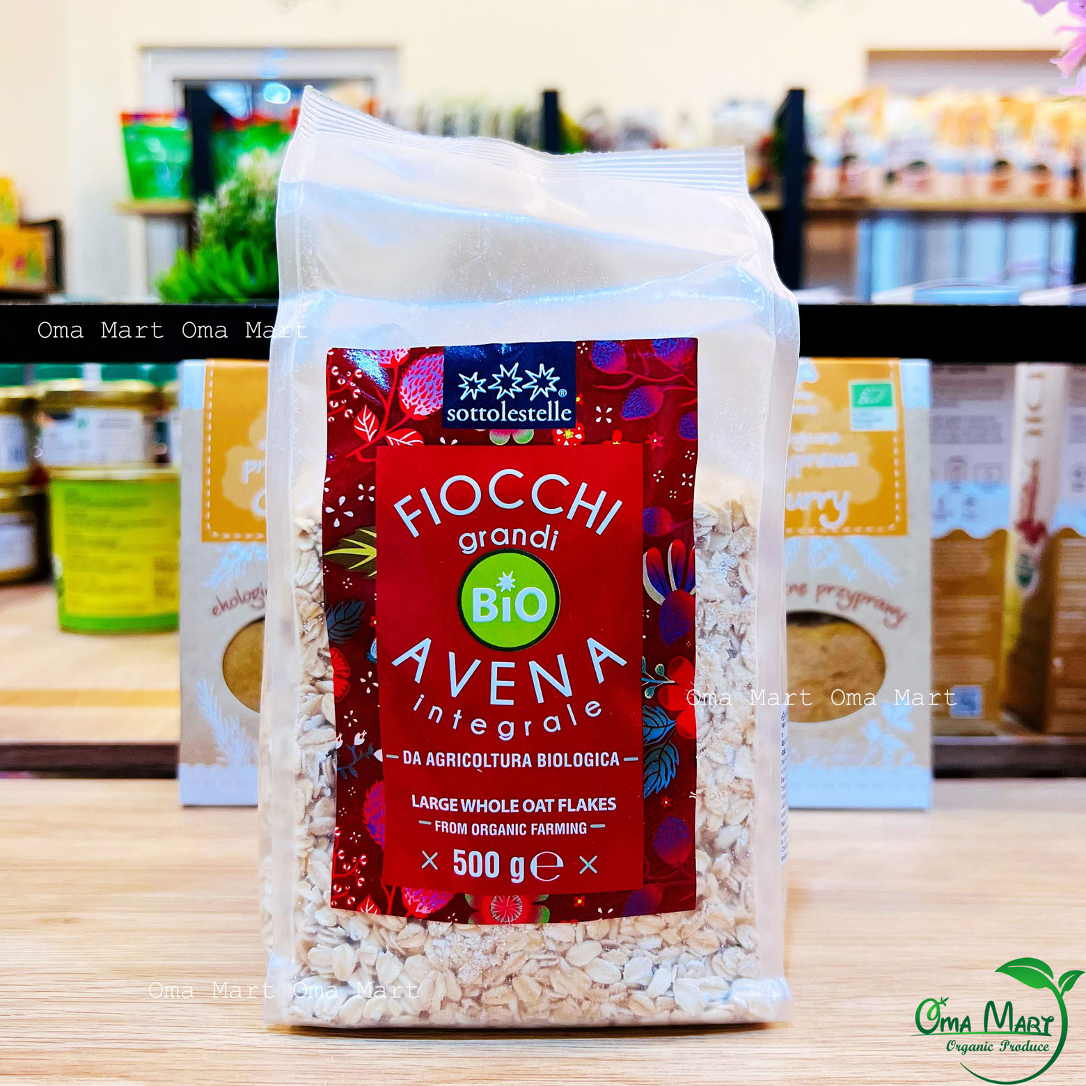 Yến mạch nguyên cám cán dẹt hữu cơ Sottolestelle 500g