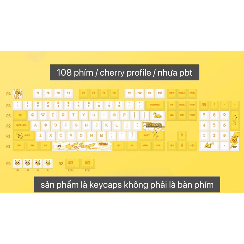 Bộ keycaps pikachu 108 phím