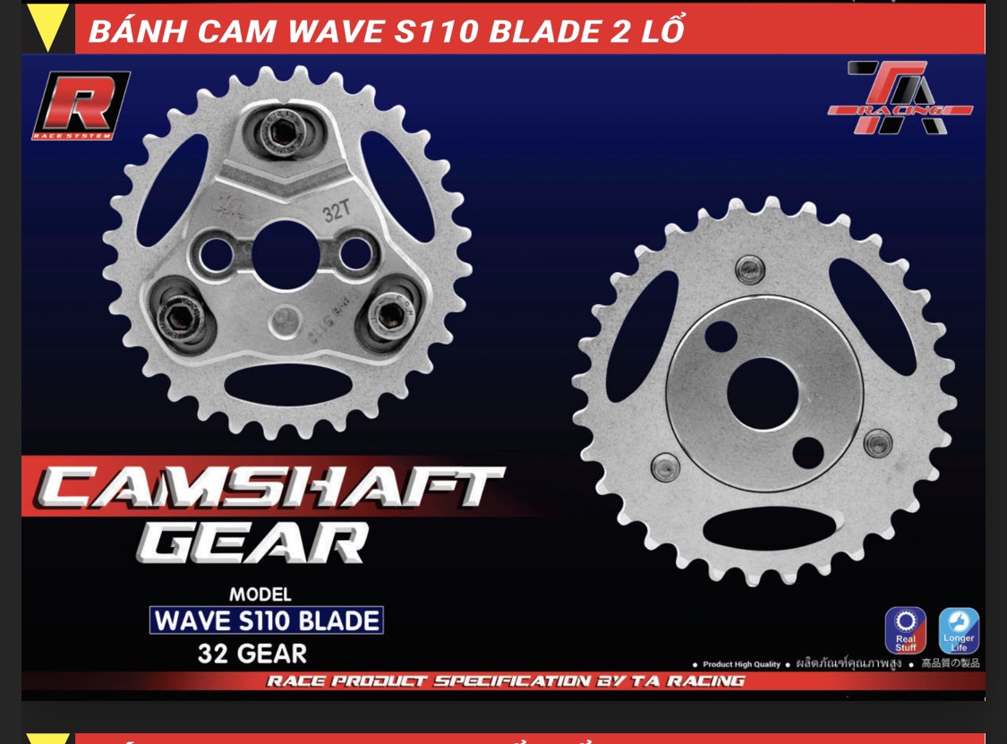 Nhông cam bánh cam tăng chỉnh wave s110 wave blade 2 lỗ 32T