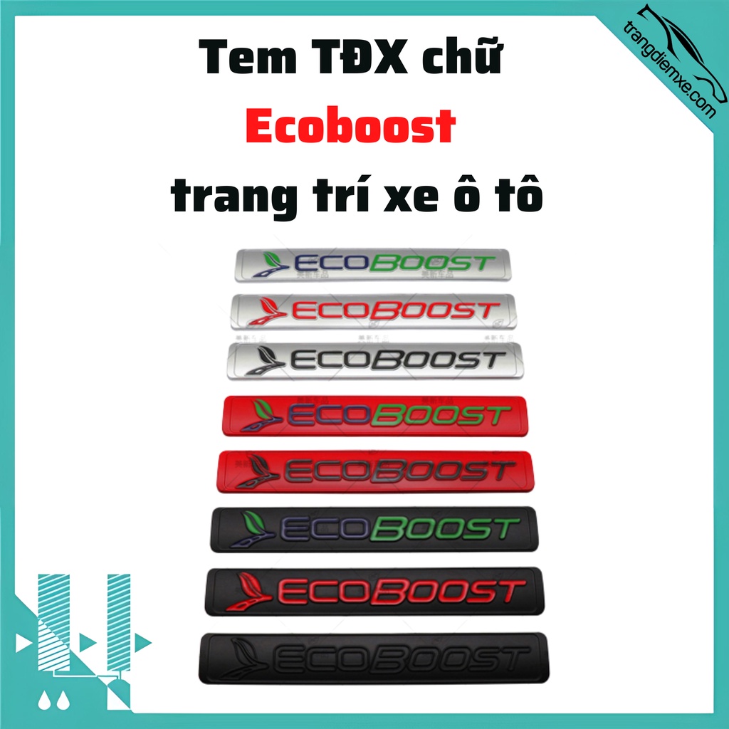 Logo tđx chữ ecoboost trang trí xe ô tô