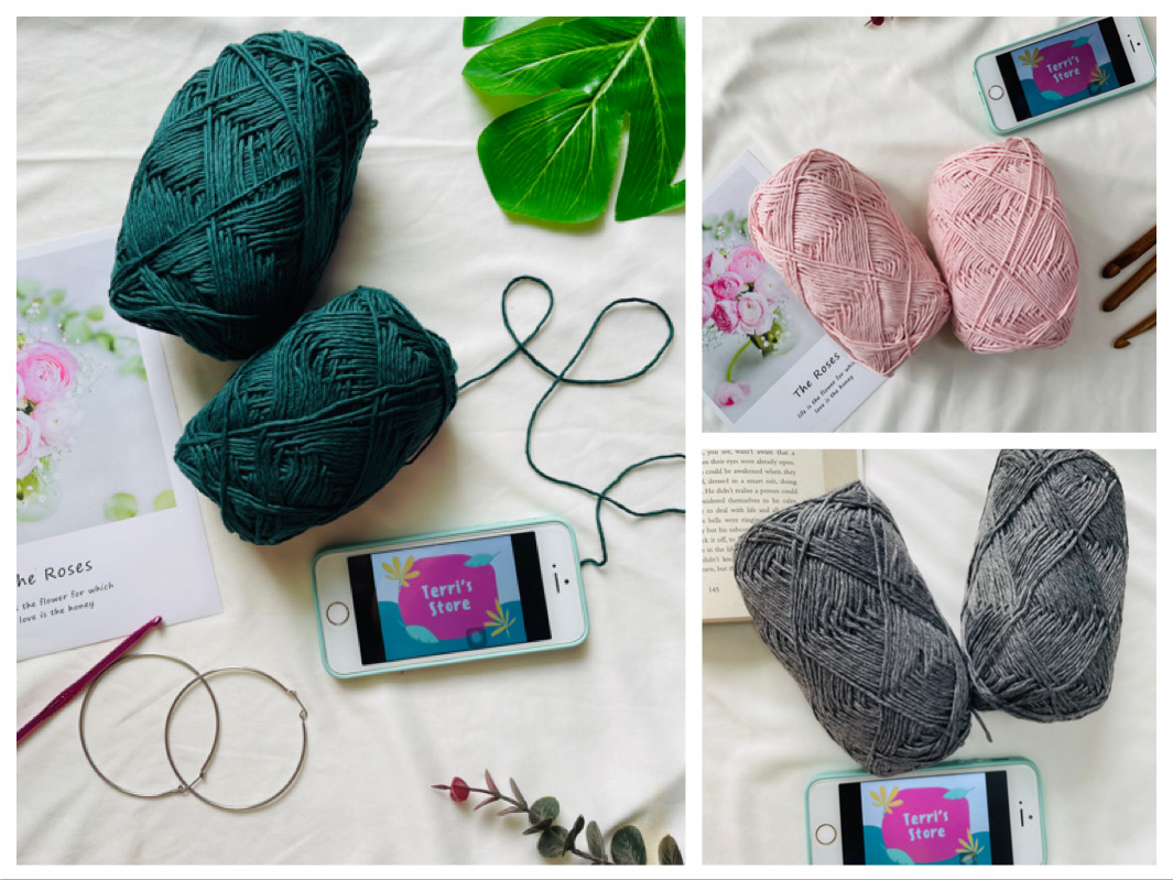 [Yarn] Len Cotton Milk Hàn (Cuộn 90 - 100gram tuỳ cuộn màu xám và combo màu hồng & xanh rêu)