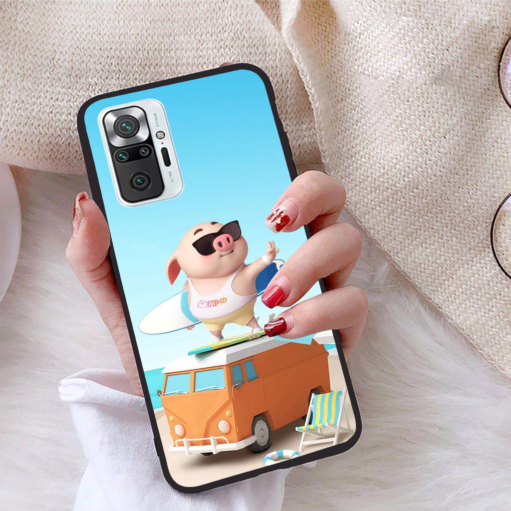 Ốp lưng Xiaomi Redmi Note 10 Pro Max viền dẻo TPU BST Pig Cute