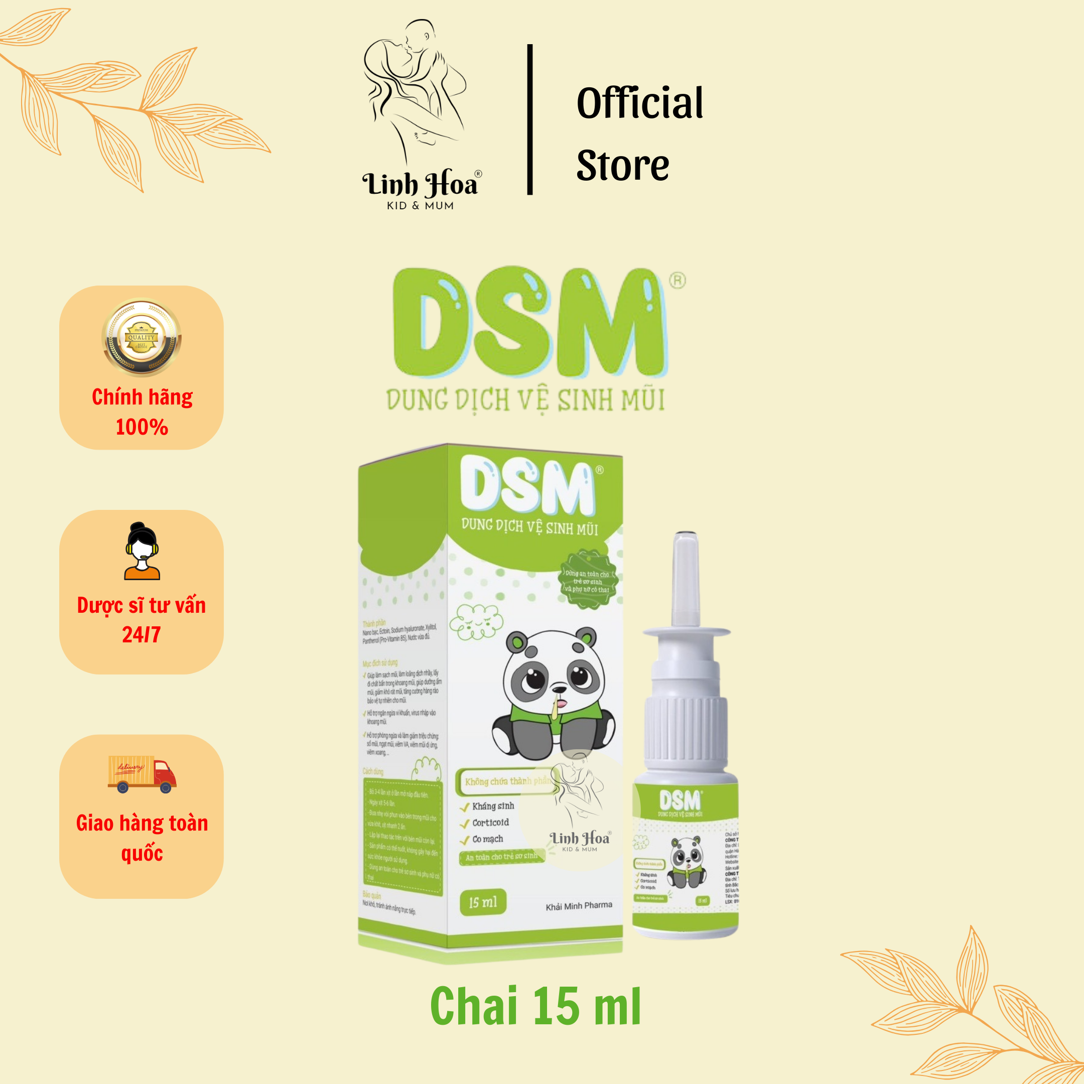 Dung dịch vệ sinh mũi dsm - lọ 15ml