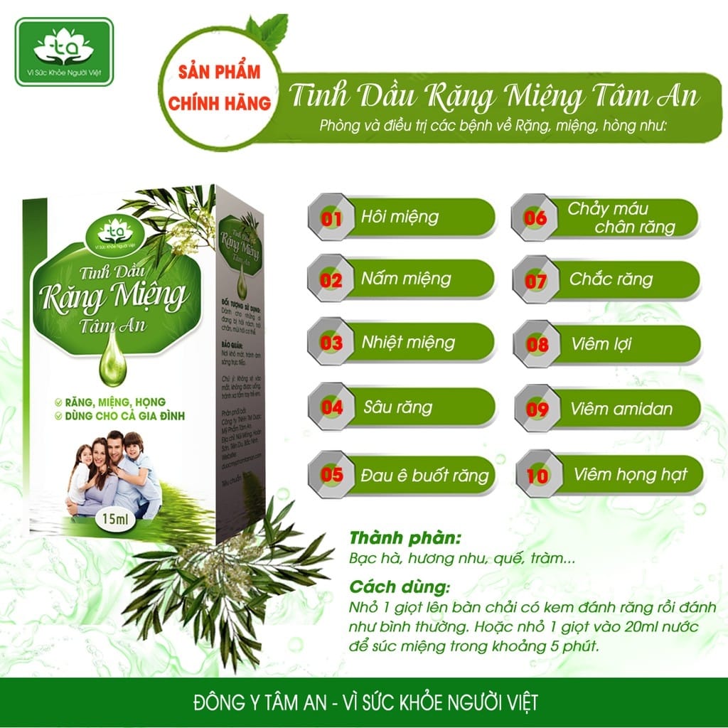 Tinh dầu răng miệng tâm an 15ml