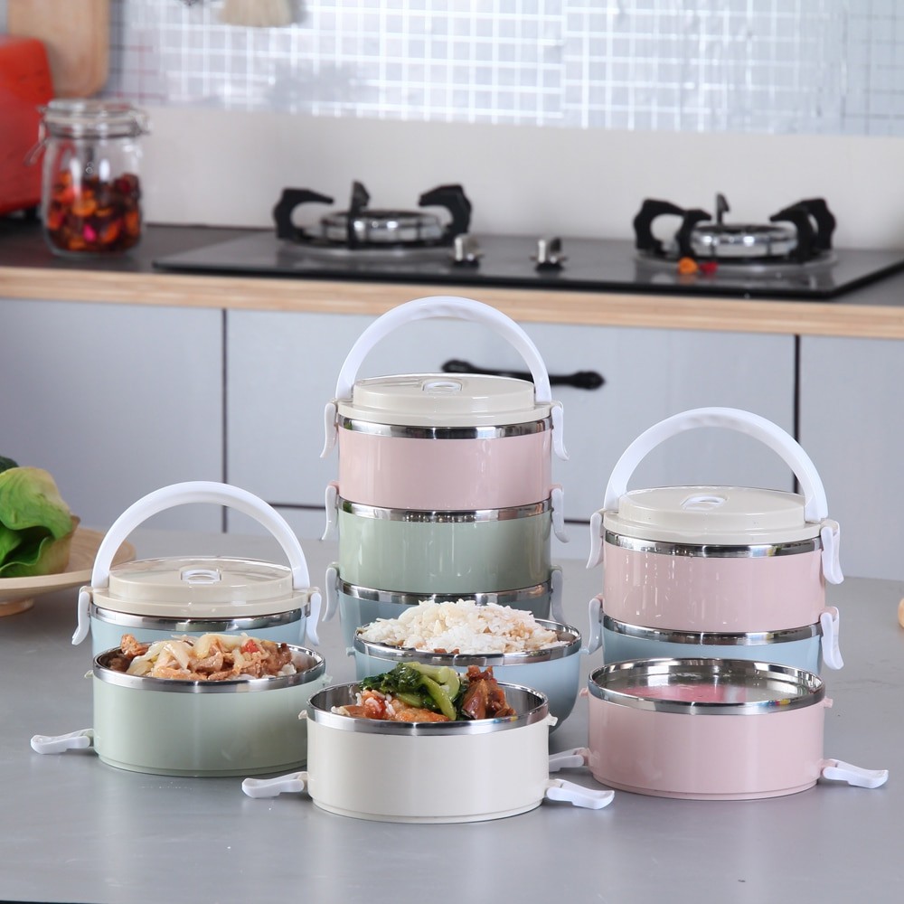 Cặp lồng mang cơm giữ nhiệt lúa mạch 4 tầng Inox - Hộp cơm lúa mạch 4 tầng