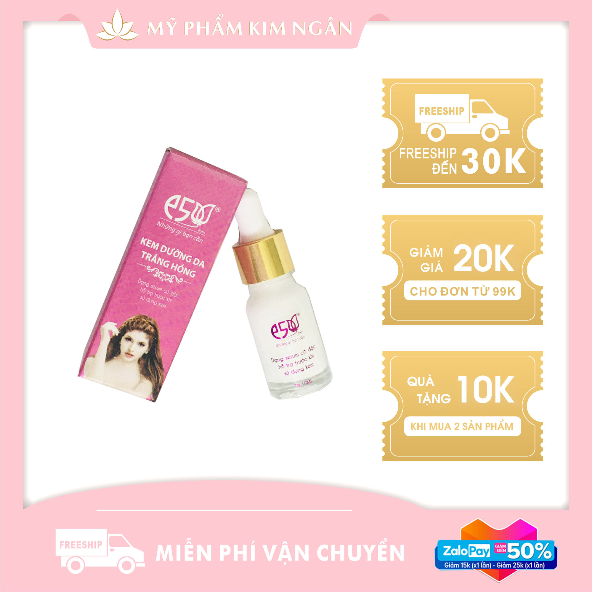 Dưỡng da trắng hồng, cấp ẩm, giữ ẩm cho làn da - Serum E5 (10ml) - Mỹ Phẩm Kim Ngân (MUA 4 TẶNG 1 KEM TD ACE)