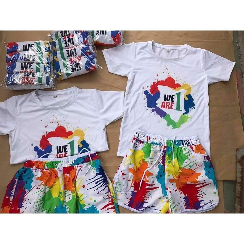 bộ gia đình 3 người đi biển sét đi biển áo WE ARE ONE quần vảy sơn đồ nhóm đi biển chất đẹp đủ size bé trai bé gái nam nữ giá 1 bộ